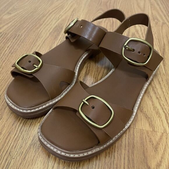 EVERLANE dark brown leather buckle strap sandals size US 7 - Picture 6 of 9